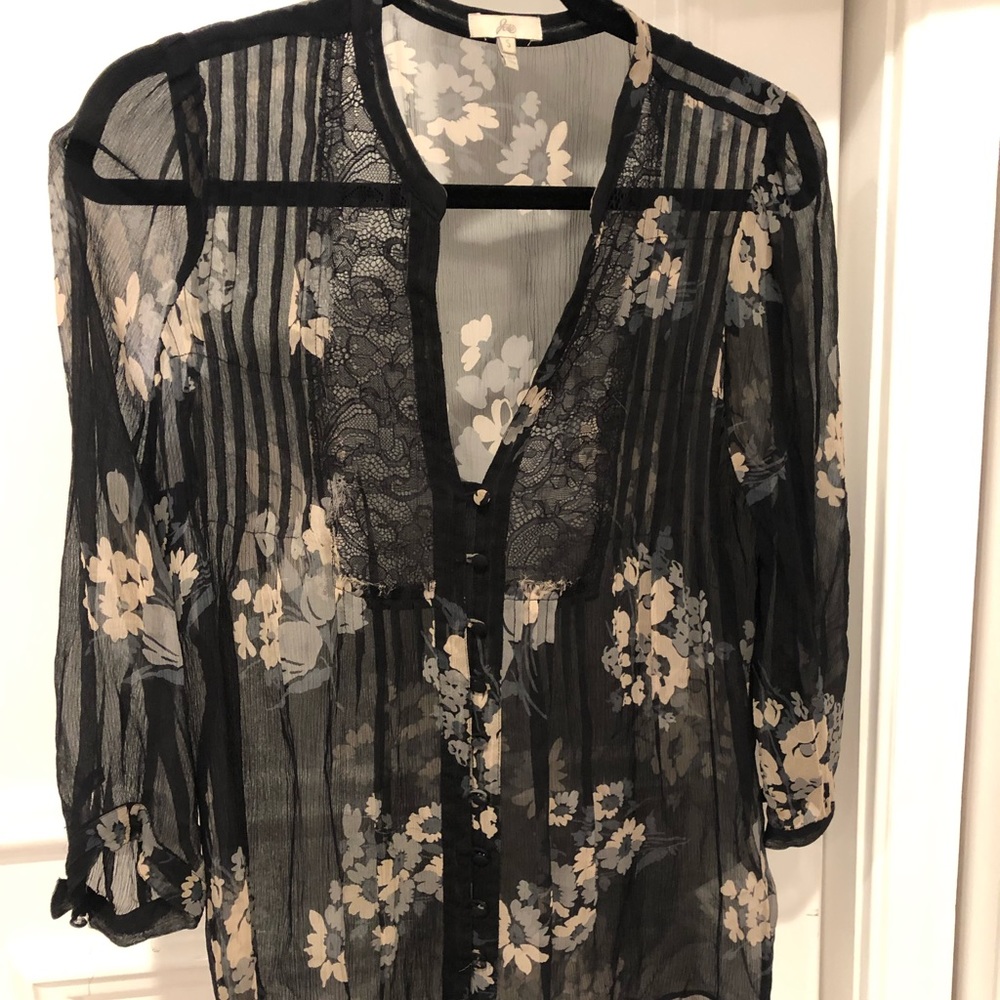 Joie, black and white blouse